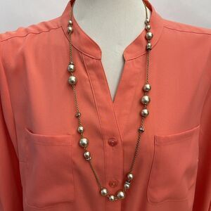 J. Crew Champagne Beads Beaded Gold-tone Chains Women's Fashion Necklace
